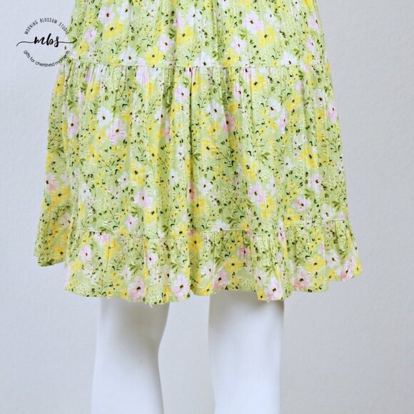 Rahi Milly Smock Floral Scoop Neck Mini Dress Green Yellow Women M - Picture 11 of 15
